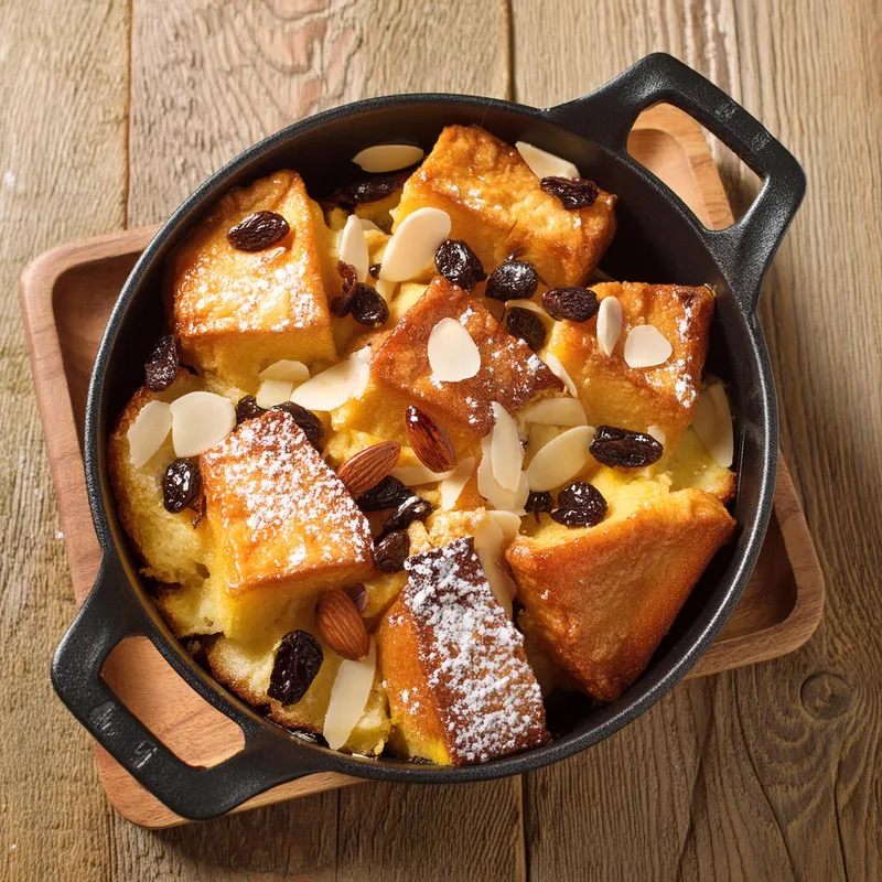 Almond Raisin French Toast Bake in a Cast Iron Skillet   image